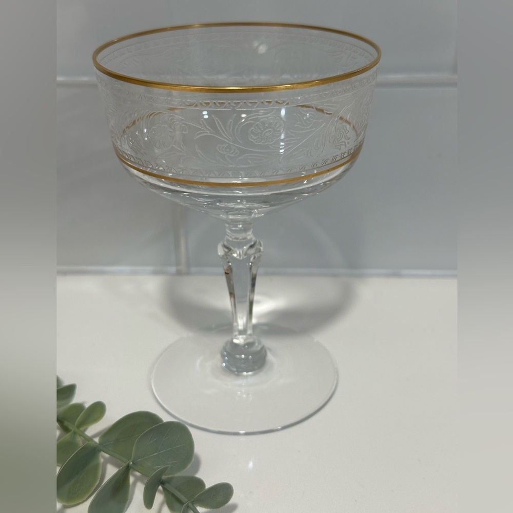 Fostoria Renaissance Wine Goblet Gold Trim Replacement  Floral Design Wine Glass